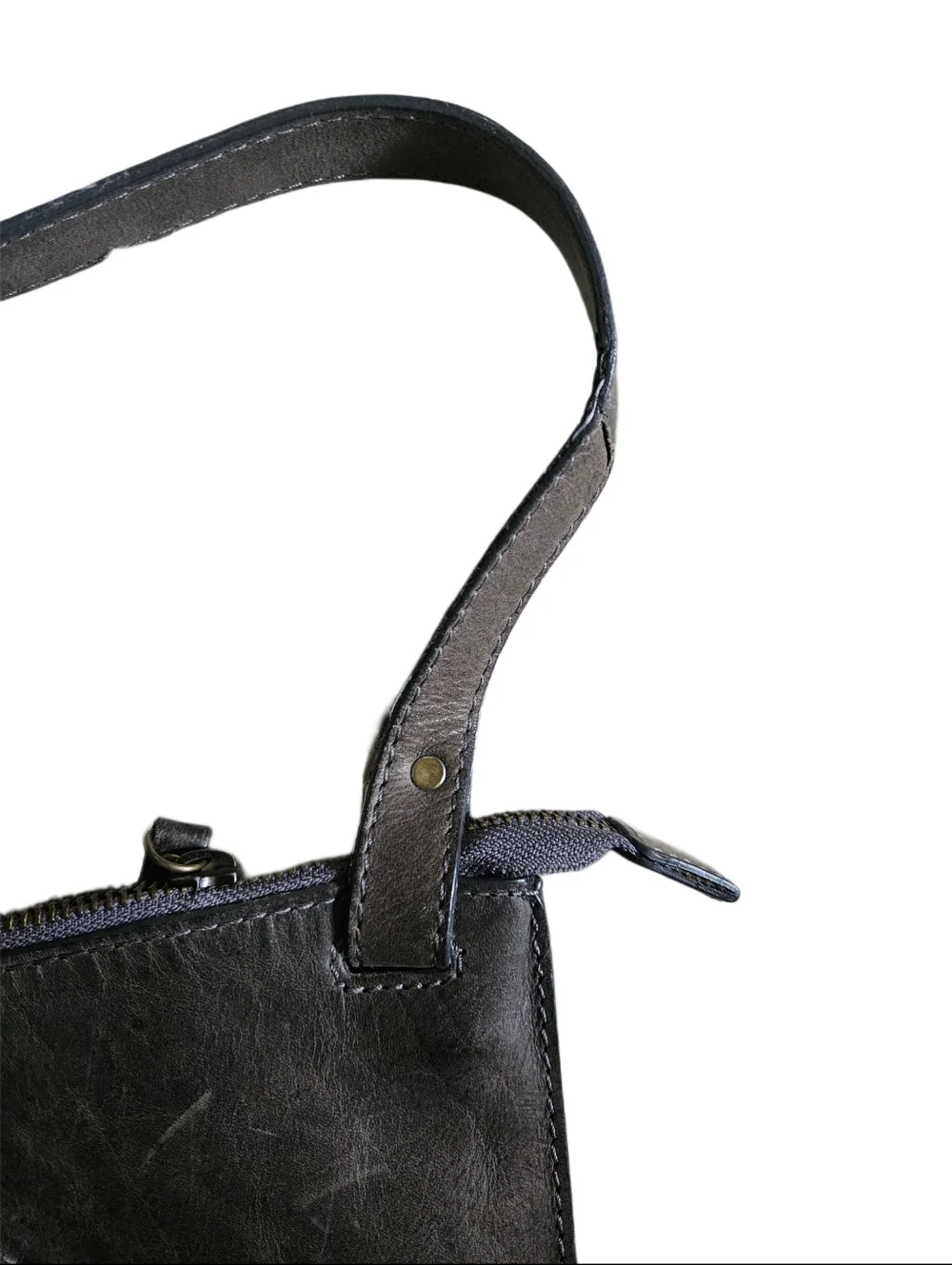 Børn Distressed Leather Crossbody Bag Grey Slate Large Hobo Shoulder Bag